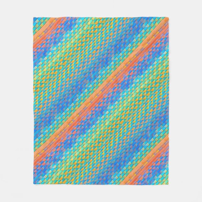 Colourful Abstract Woven Digital Pattern Fleece Blanket (Front)