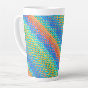 Colourful Abstract Woven Digital Pattern Latte Mug