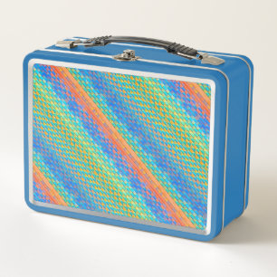 Colourful Abstract Woven Digital Pattern Metal Lunch Box