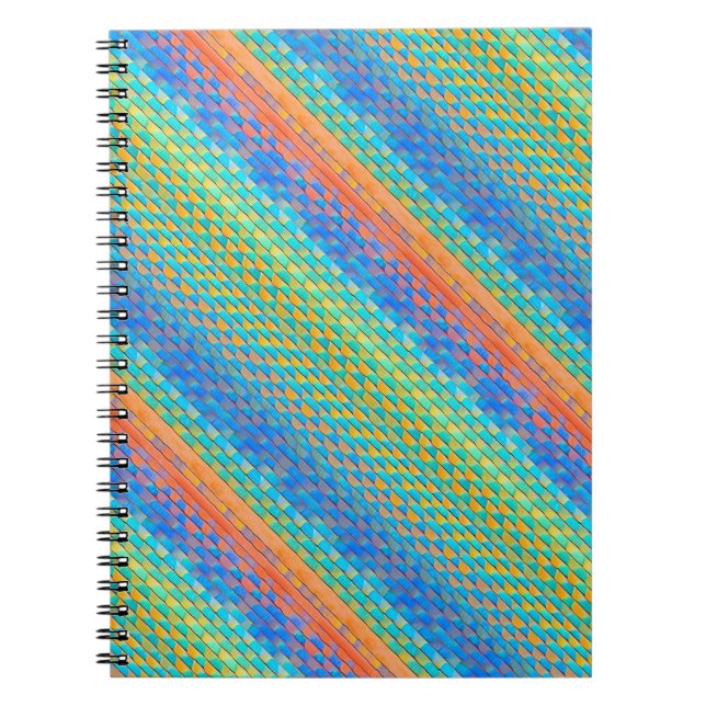 Colourful Abstract Woven Digital Pattern Notebook (Front)