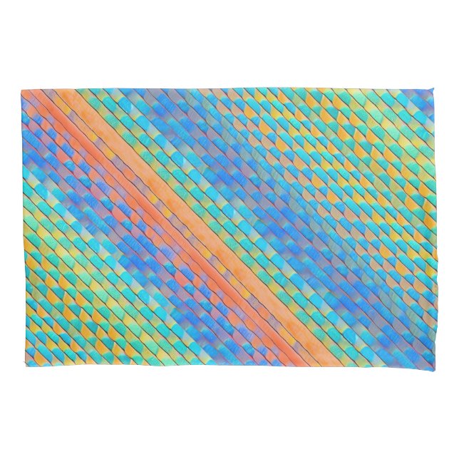 Colourful Abstract Woven Digital Pattern Pillowcase (Front)