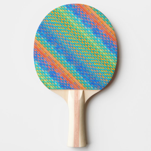 Colourful Abstract Woven Digital Pattern Ping Pong Paddle (Front)