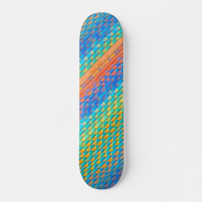 Colourful Abstract Woven Digital Pattern Skateboard (Front)