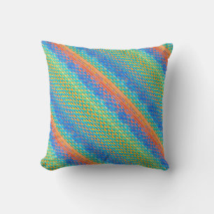 Colourful Abstract Woven Digital Pattern Throw Pillow