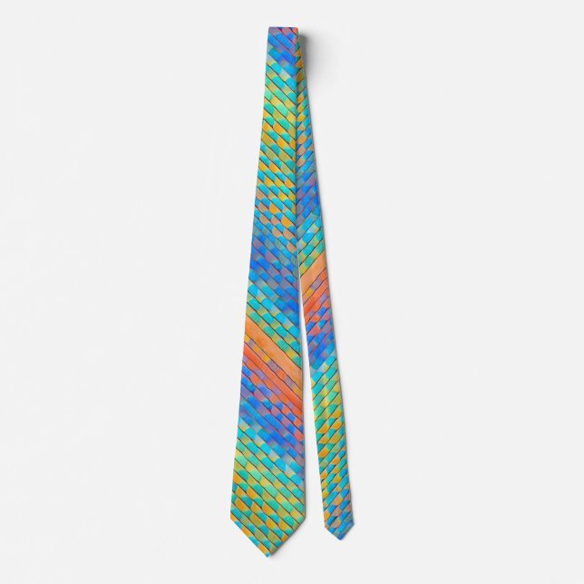 Colourful Abstract Woven Digital Pattern Tie (Front)