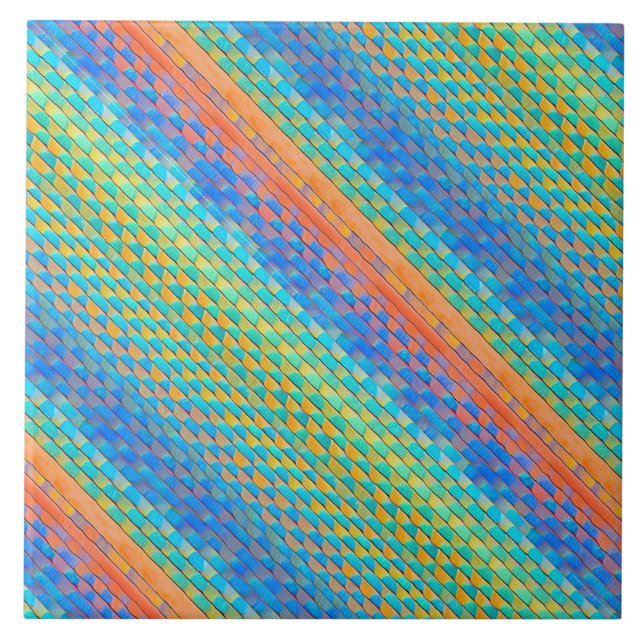 Colourful Abstract Woven Digital Pattern Tile (Front)