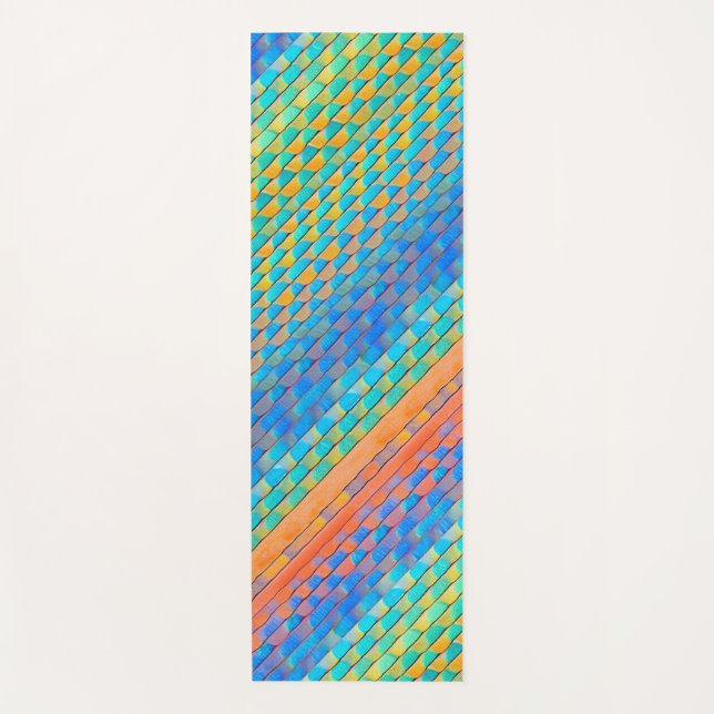 Colourful Abstract Woven Digital Pattern Yoga Mat (Front)