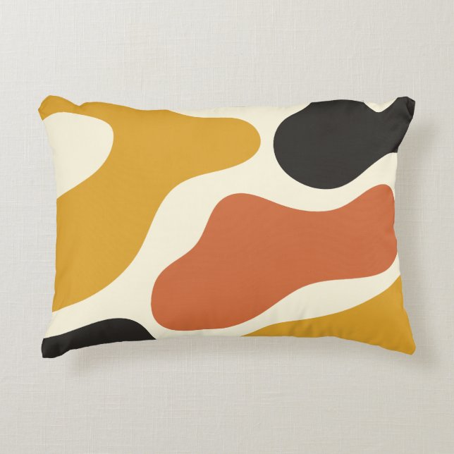 colourful Abstract yellow Black And White  Accent Pillow (Front)
