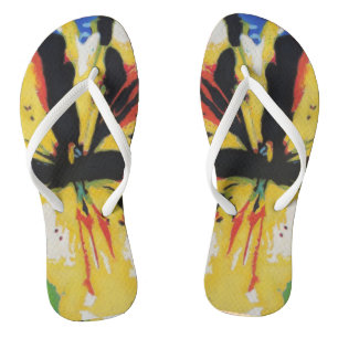 colourful abstract yellow flower contempory flip flops