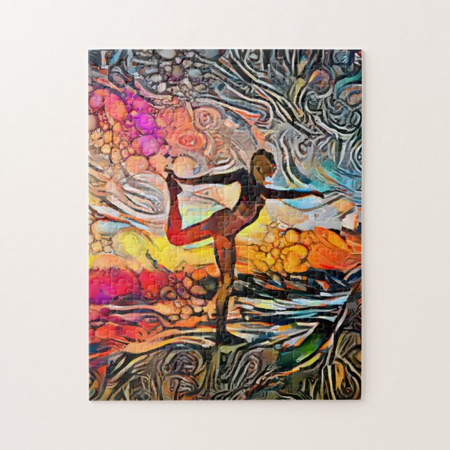 Colourful Abstract Yoga Pose | Challenging Hard Ji Jigsaw Puzzle (Vertical)
