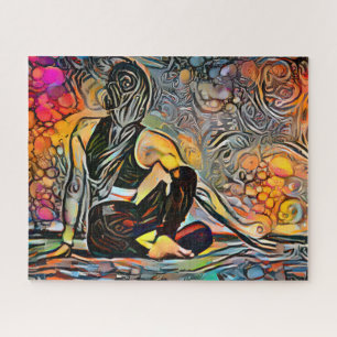 Colourful Abstract Yoga Pose   Challenging Hard Jigsaw Puzzle