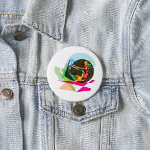 Colourful Abstract Yoga Pose Fitness and Wellness 3 Inch Round Button