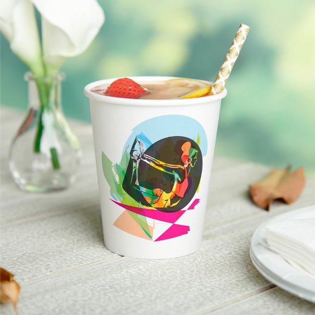 Colourful Abstract Yoga Pose Fitness and Wellness Paper Cups (Creator Uploaded)