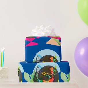 Colourful Abstract Yoga Pose Fitness and Wellness Wrapping Paper