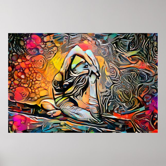 Colourful Abstract Yoga Pose Poster (Front)