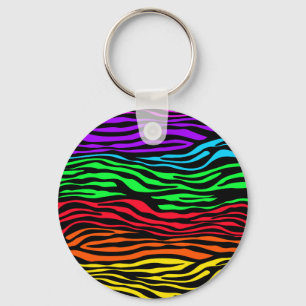 Colourful Abstract Zebra Keychain