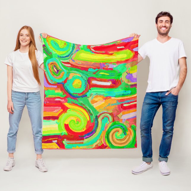 Colourful Abstraction Pattern Fleece Blanket (In Situ)