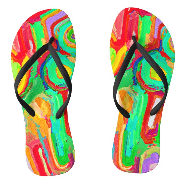 Colourful Abstraction Pattern Flip Flops (Footbed)