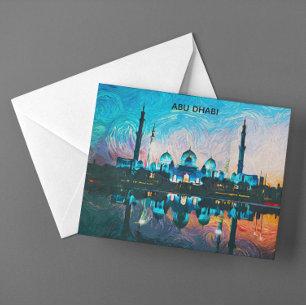 Colourful Abu Dhabi UAE Oil Paint Postcard
