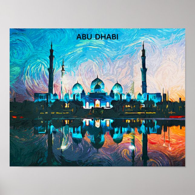 Colourful Abu Dhabi UAE Oil Paint Poster (Front)