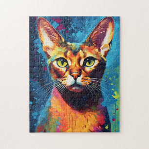 Colourful Abyssinian Cat Jigsaw Puzzle