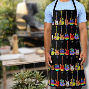 Colourful Acoustic Electric Guitar Art Apron