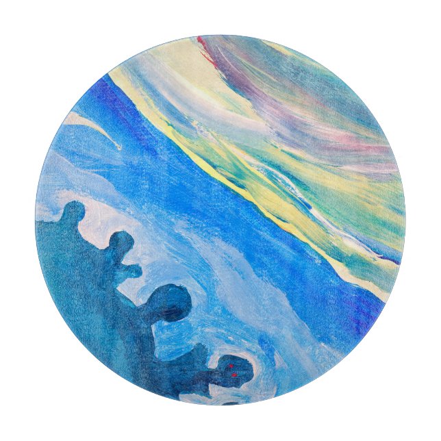 Colourful acrylic painting, textured background. cutting board (Front)