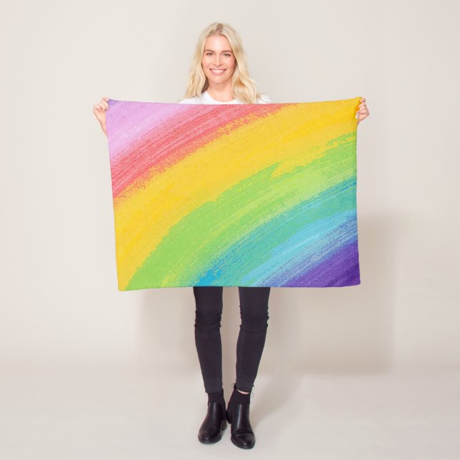 Colourful Acrylic Watercolor Rainbow Pattern | Fleece Blanket (In Situ)