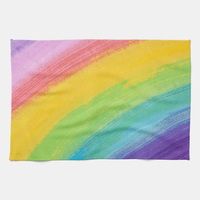 Colourful Acrylic Watercolor Rainbow Pattern | Kitchen Towel (Horizontal)