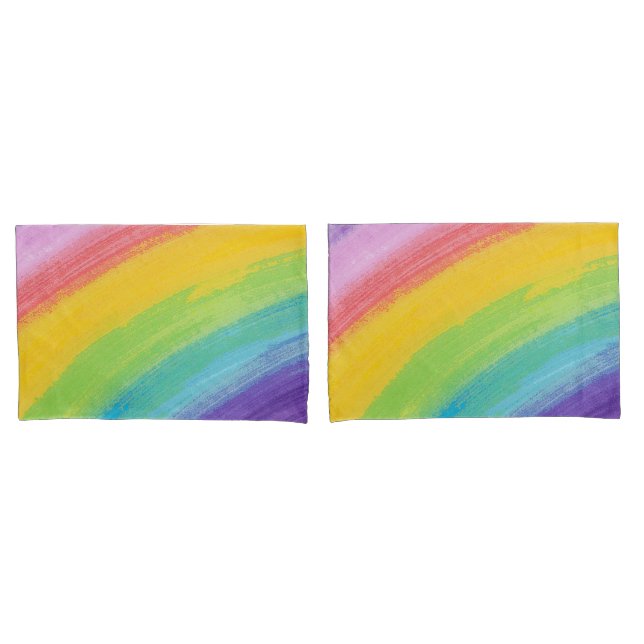 Colourful Acrylic Watercolor Rainbow Pattern | Pillowcase (Front-Set)