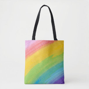 Colourful Acrylic Watercolor Rainbow Pattern Tote Bag