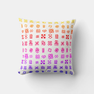 Colourful Adinkra African Symbols Throw Pillow