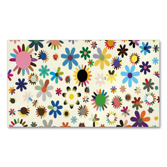 Colourful Adorable Floral Leave Magnetic Business Card (Front)