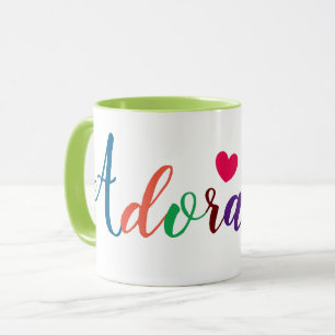 Colourful Adorable Word Print Cute Heart Fun Mug