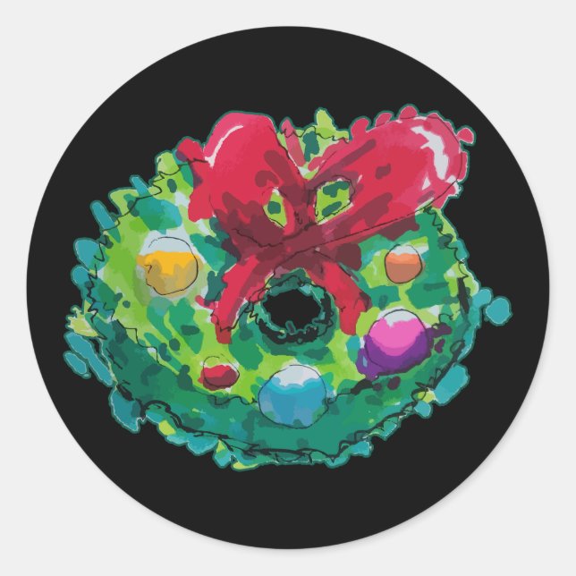 Colourful Advent Wreath Classic Round Sticker (Front)