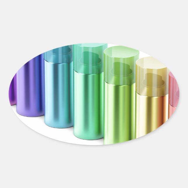 Colourful aerosol spray cans oval sticker (Front)