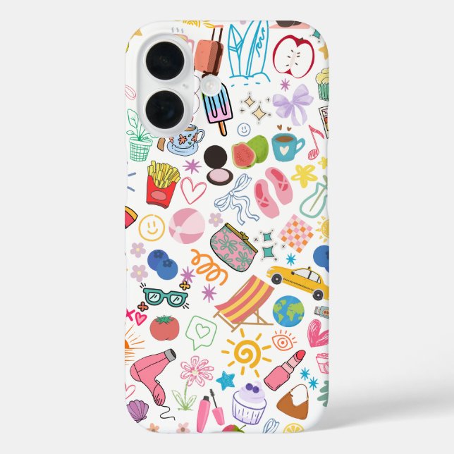 Colourful Aesthetic Doodle Phone Case (Back)