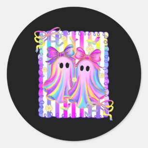 Colourful Aesthetic Halloween Ghosts Girly Girls C Classic Round Sticker