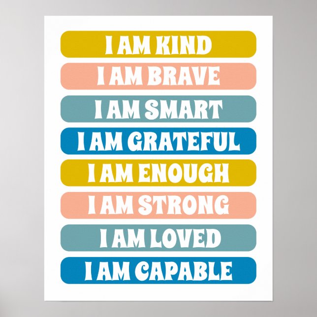 Colourful Affirmations For Kids Nursery Decor (Front)