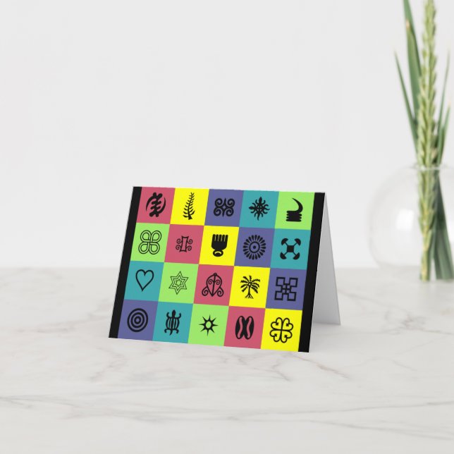 Colourful African Adinkra 4" x 5.6" Thank You Card (Front)