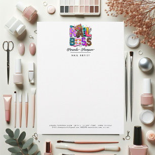 Colourful African American Nail Boss Branding Letterhead