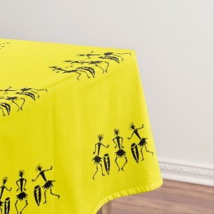 Colourful, African Art, Silhouette Dancers Yellow Tablecloth
