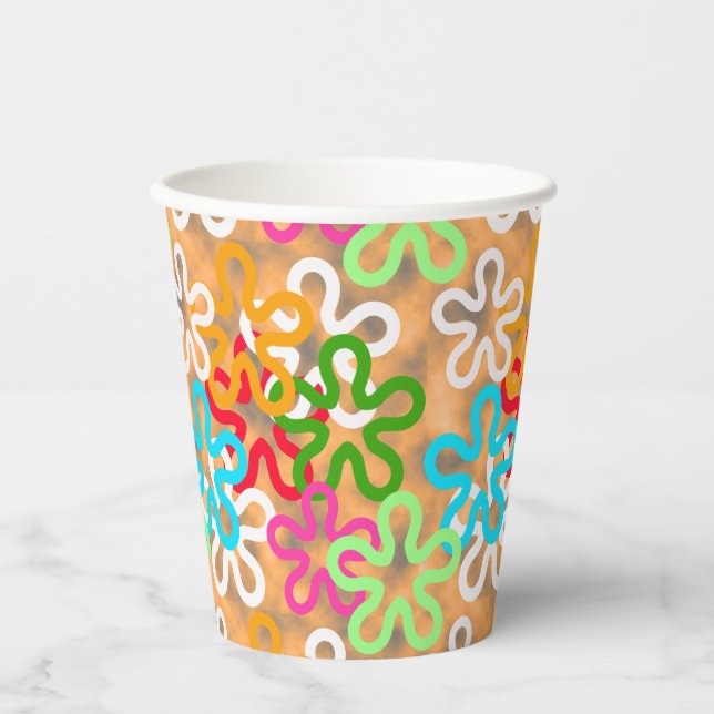 Colourful African Blob Abstract Shapes Pattern Paper Cups (Front)