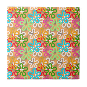Colourful African Blob Abstract Shapes Pattern Tile