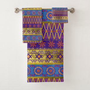 Colourful African Ethnic Tribal Pattern Bath Towel Set