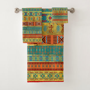 Colourful African Ethnic Tribal Pattern Bath Towel Set