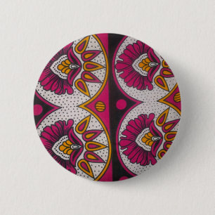 Colourful African Fabric Motif Art Print 2 Inch Round Button