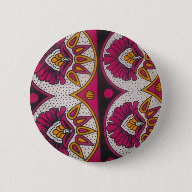 Colourful African Fabric Motif Art Print 2 Inch Round Button (Front)
