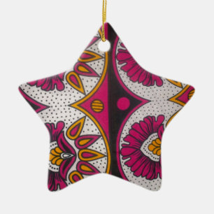 Colourful African Fabric Motif Art Print Ceramic Ornament
