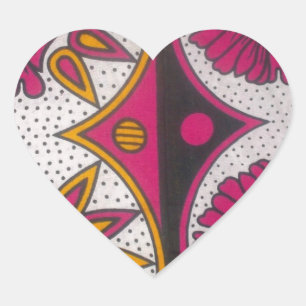 Colourful African Fabric Motif Art Print Heart Sticker